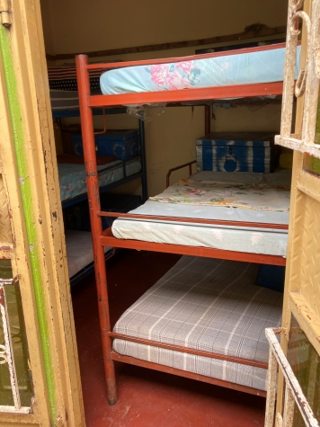 Cramped dormitory Construction of girls' dormitory - project now completed